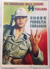 Cartolina della “LEGIONE SS ITALIANA - ONORE FEDELTÀ CORAGGIO” R.S.I. - 2^ ristampa