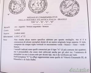 Rara medaglia commemorativa tipo “D” crociera aerea atlantica “ITALIA-BRASILE” 1931 di Balbo