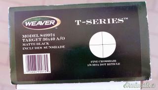 WEAVER T - SERIES 36 x 40 AO FINE CROSSHAIR 1/8 D8I MOA