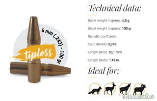 FOX Palle Classic Hunter 6mm (.243) 100gr HP (50pz)